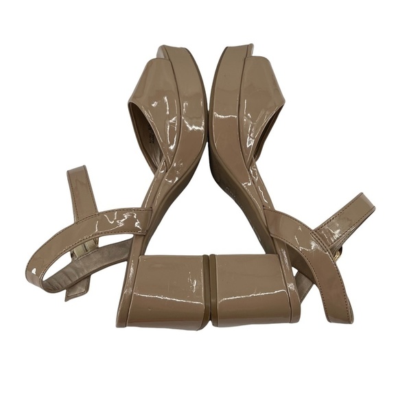CLaundry Tan Patent Block Heel Platform Sandals Size 8 Women’s - Picture 4 of 7